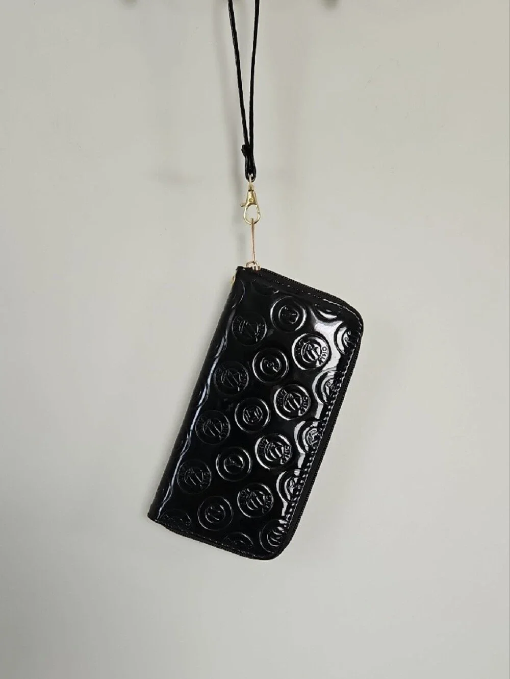 LANY Black Patent Large Satchel Handbag and Matching Wallet/ Wristlet
